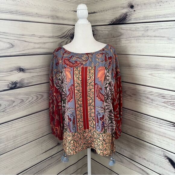 Anthropologie Multicolored Floral Paisley Patterned Blouse - Picture 6 of 13
